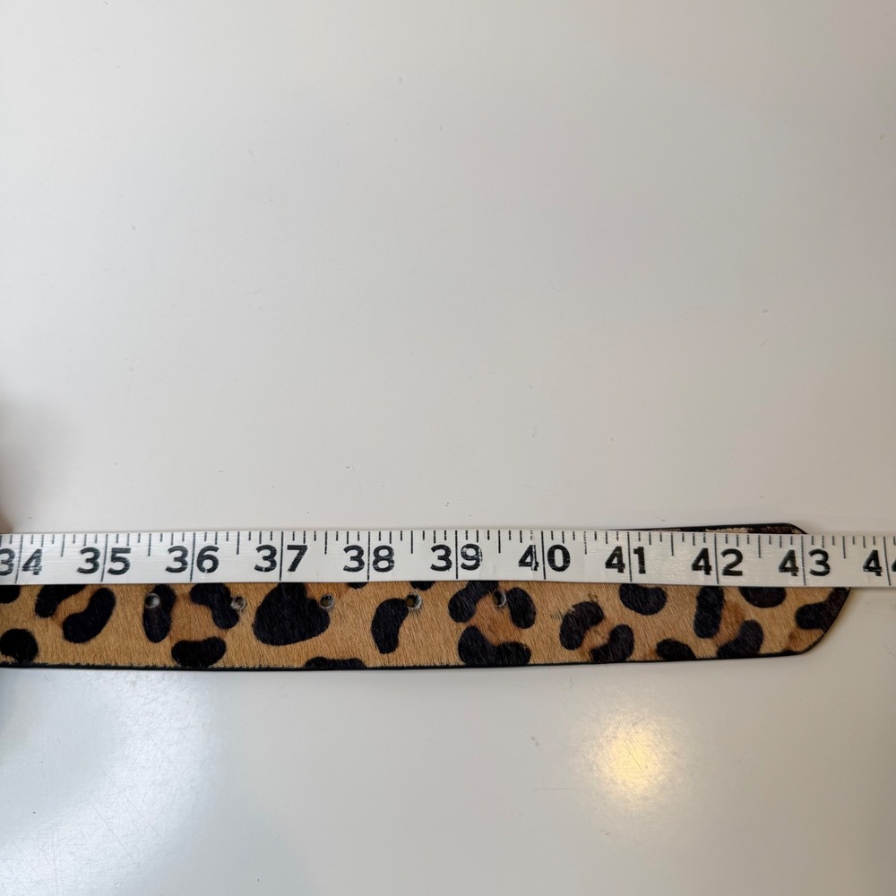 Free People Leopard Belt Womens Brown Calf Hair Leather Animal Print Boho M/L - Picture 6 of 11